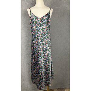 ON-34TH Womens Floral Satin Midi SlipDress Dress Spaghetti Straps L Multi NWT's